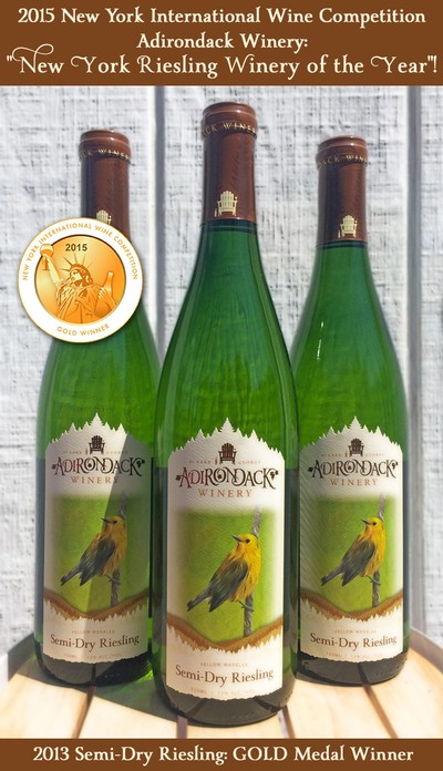 Adirondack Winery Semi Dry Riesling - GOLD  - New York Intl Wine Competition